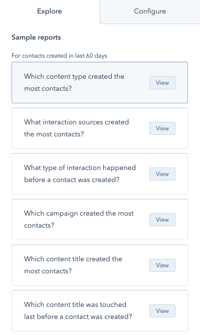 contact attribution sample reports in HubSpot